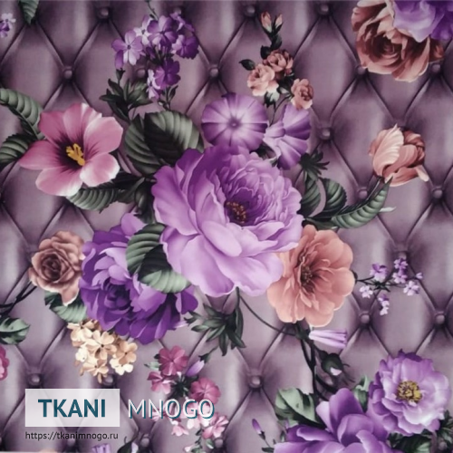 Фото внешнего вида микровелюра “JY910-1A” мультиколор, цветы, ромб.